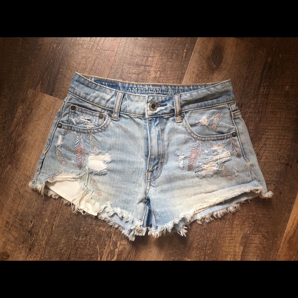 American Eagle “Hi-Rise” Festival denim shorts